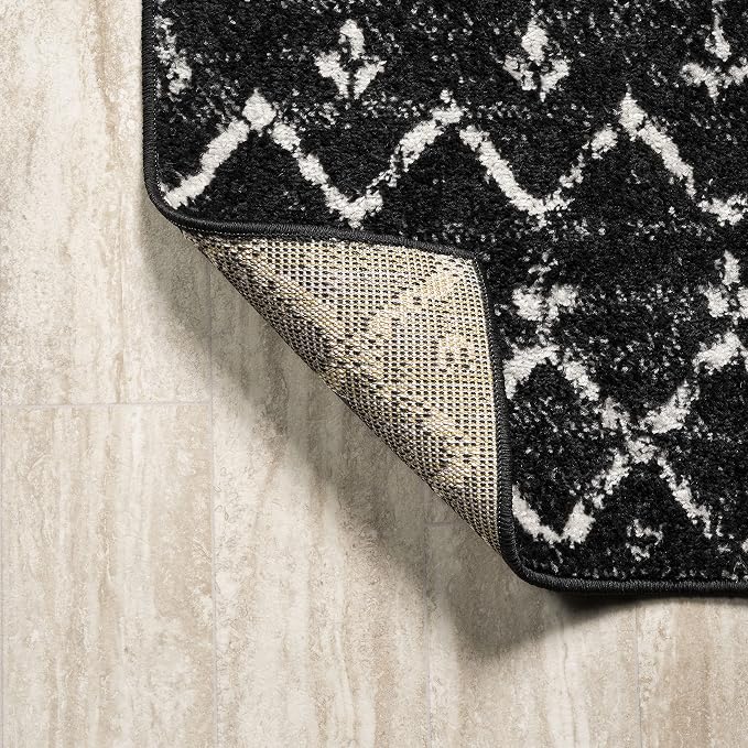 JONATHAN Y Boho Vintage Diamond Black/Ivory Square Area Rug 9X9 ft, Moroccan - Image 5