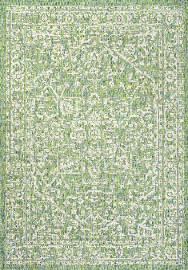 JONATHAN Y Boho Medallion Indoor Outdoor Area Rug 8X10 Cream/Green, Malta - Image 9