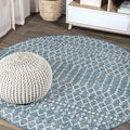 JONATHAN Y Moroccan Geometric Indoor Outdoor Round Area Rug 5 Ft Teal/Gray by JONATHANY