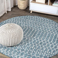 JONATHAN Y Moroccan Geometric Indoor Outdoor Round Area Rug 9 Ft Teal/Gray by JONATHANY
