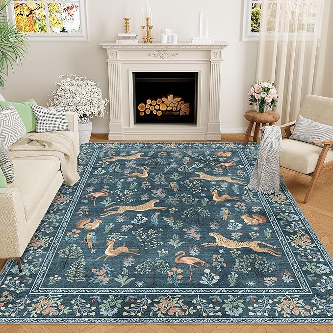 DUKINO 6x9 Rug, Washable Animal Living Room Rug by DUKINO