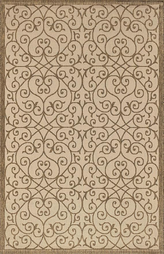 JONATHAN Y Vintage Filigree Indoor Outdoor Area Rug 4X6 Beige/Brown, Madrid - Image 8