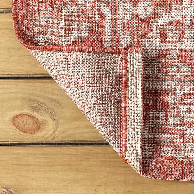 JONATHAN Y Boho Medallion Indoor Outdoor Round Area Rug 3 Ft Red/Taupe - Image 4