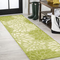 JONATHAN Y Floral Textured Weave Indoor Outdoor Runner Rug 2X8 Green/Cream by JONATHANY