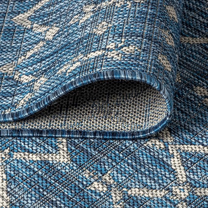 JONATHAN Y Moroccan Geometric Indoor Outdoor Runner Rug 2X14 Navy/Light Gray - Image 5