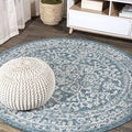 JONATHAN Y Boho Medallion Indoor Outdoor Round Area Rug 8 Ft Teal/Gray by JONATHANY