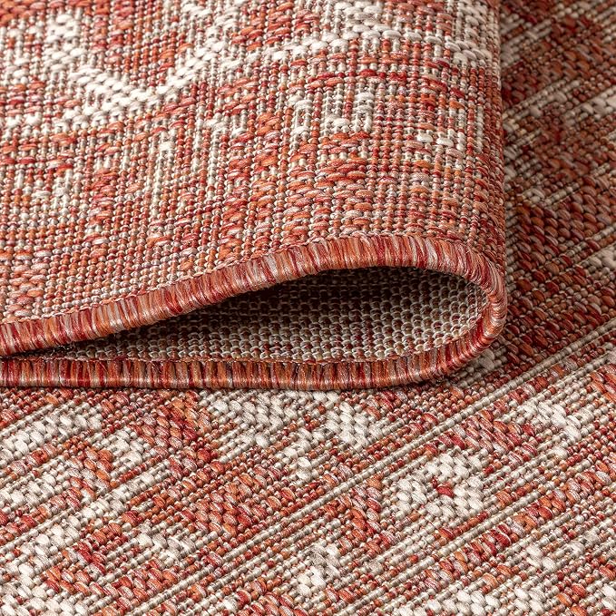 JONATHAN Y Boho Medallion Indoor Outdoor Runner Rug 2X10 Red/Taupe, Malta - Image 5