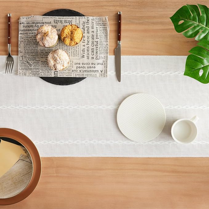 Braided Farmhouse Table Runner, Braided White 13x60 Inch, Cotton Linen Table - Image 4