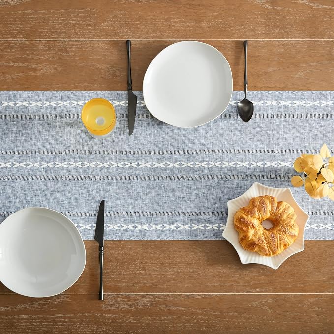Hemstitched Farmhouse Table Runner, Cotton Linen Table Runners 72 Inches Long - Image 4