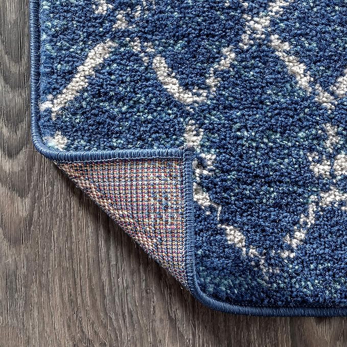 JONATHAN Y Boho Vintage Diamond Blue/White Indoor Area Rug 4X6 ft, Moroccan Hype - Image 5