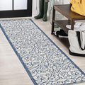 JONATHAN Y Vintage Filigree Indoor Outdoor Runner Rug 2X10 Blue/Cream, Madrid by JONATHANY