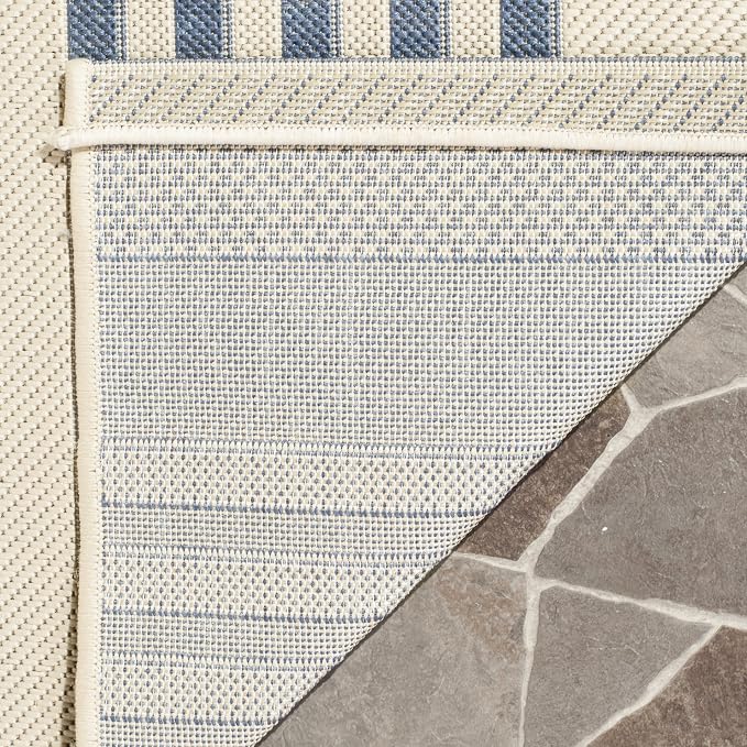 SAFAVIEH Courtyard Collection 2'3' x 20' Beige/Blue CY6062 Stripe Indoor/ - Image 7