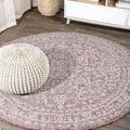 JONATHAN Y Boho Medallion Indoor Outdoor Round Area Rug 5 Ft Red/Taupe by JONATHANY