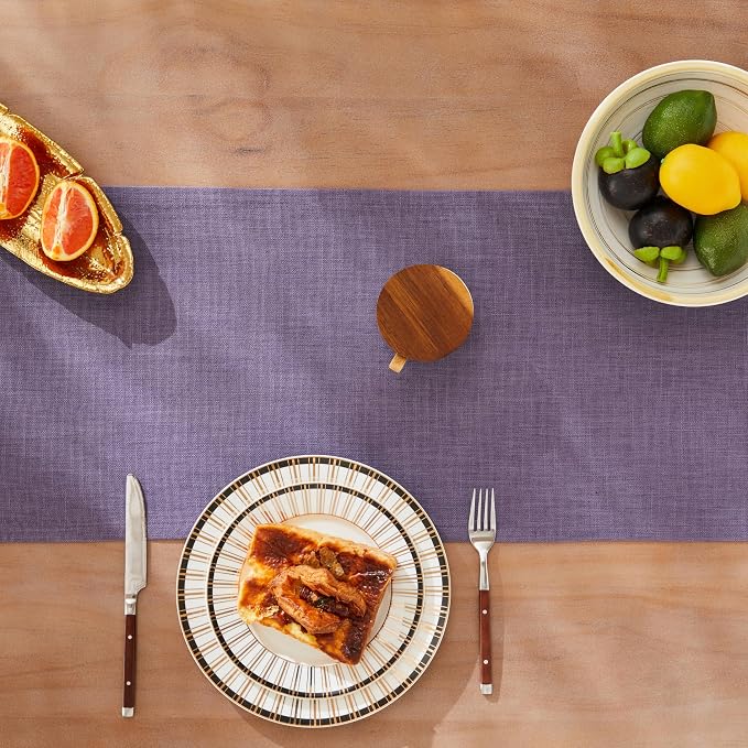 Rustic Cotton Linen Table Runner, 13x72 Inches Purple | Farmhouse Style Linen - Image 5