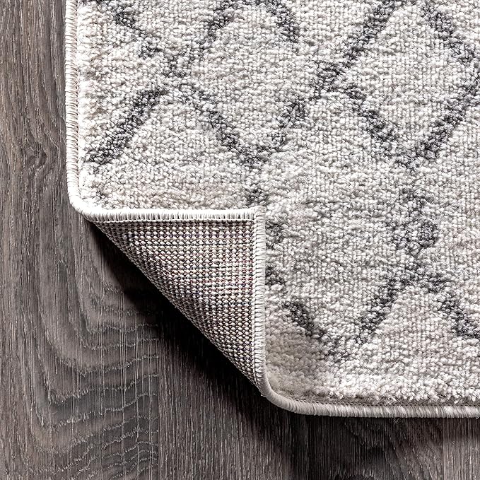 JONATHAN Y Boho Vintage Diamond Cream/Gray Indoor Area Rug 8X10 ft, Moroccan - Image 4