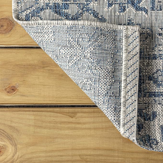 JONATHAN Y Boho Medallion Indoor Outdoor Octagon Area Rug 5 Ft Navy/Gray - Image 5
