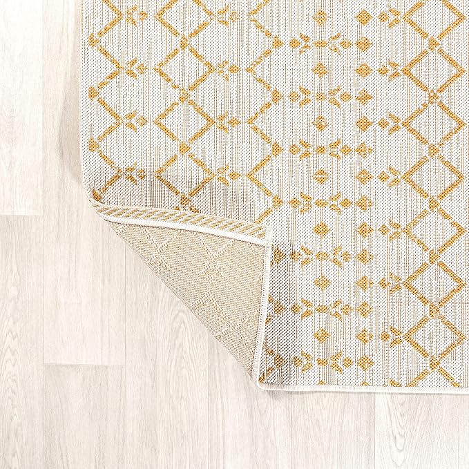 JONATHAN Y Moroccan Geometric Indoor Outdoor Area Rug 4X6 Cream/Yellow - Image 5