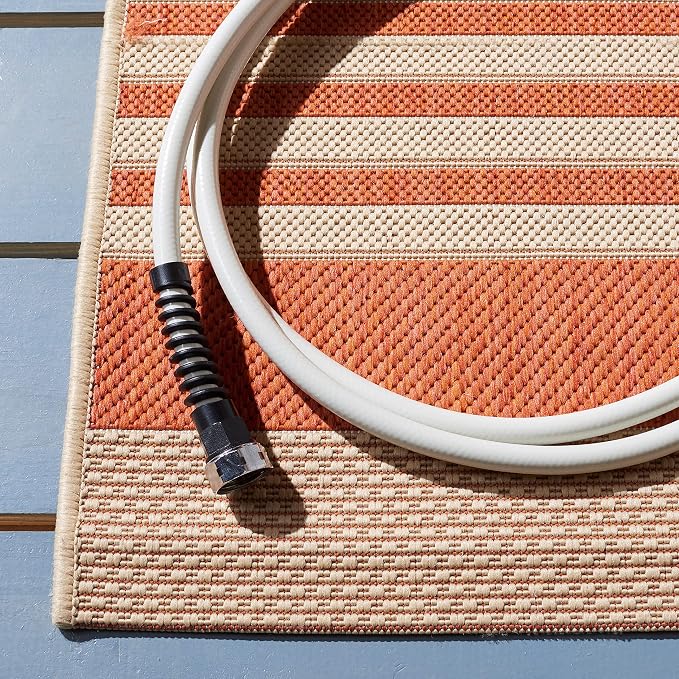 SAFAVIEH Courtyard Collection 2'3' x 14' Terracotta/Beige CY6062 Stripe Indoor/ - Image 3