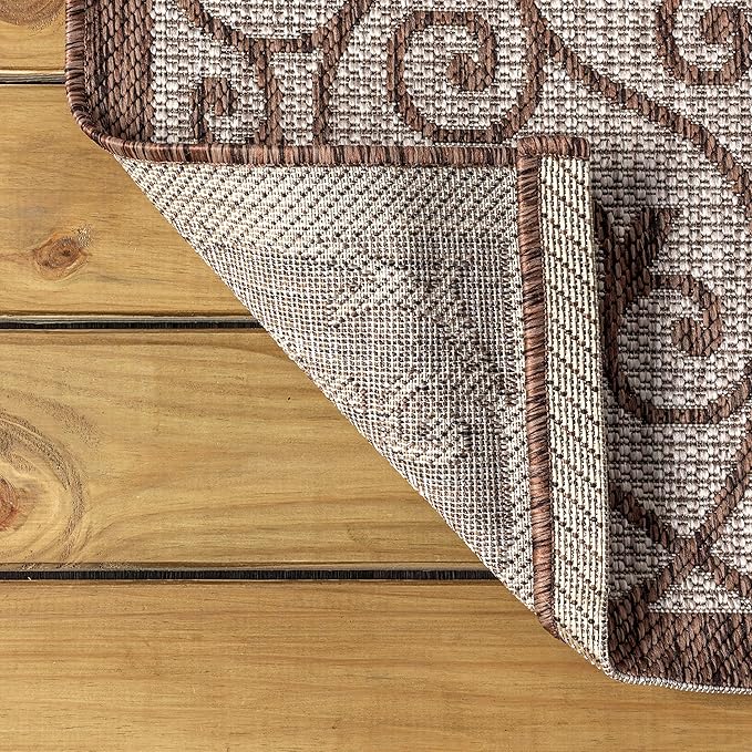 JONATHAN Y Vintage Filigree Indoor Outdoor Area Rug 8X10 Taupe/Espresso - Image 4