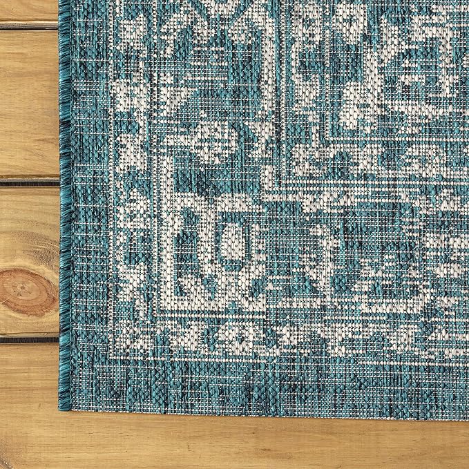 JONATHAN Y Boho Medallion Indoor Outdoor Runner Rug 2X10 Teal/Gray, Malta - Image 7