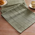 Linen Checked Farmhouse Table Runner, 13x48 Inches Olive | Raised Grid Design by ZEEMARTONLINE
