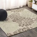 JONATHAN Y Floral Textured Weave Indoor Outdoor Square Area Rug 6X6 Sage/Brown by JONATHANY
