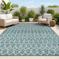 JONATHAN Y Moroccan Geometric Indoor Outdoor Area Rug 10X14 Teal/Gray, Ourika by JONATHANY