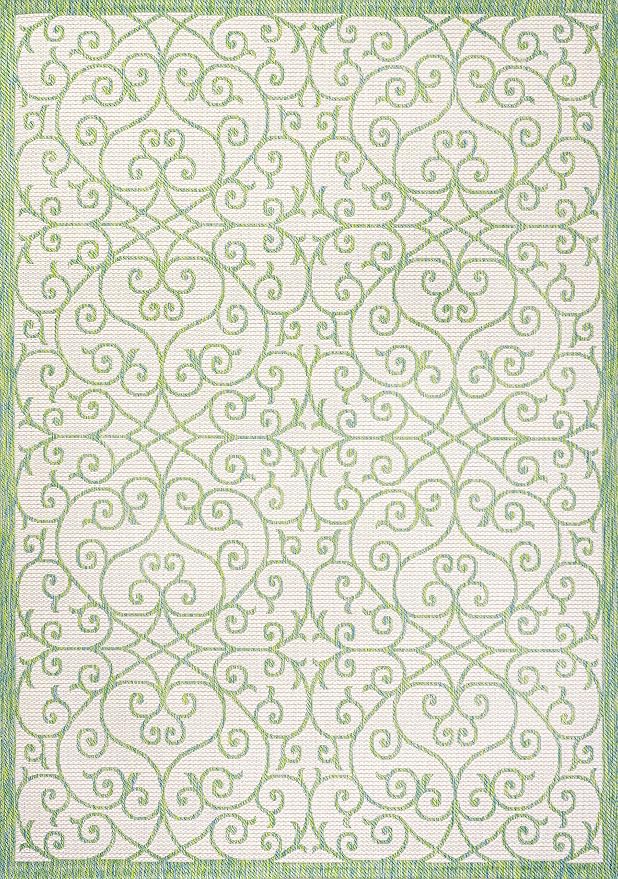 JONATHAN Y Vintage Filigree Indoor Outdoor Area Rug 9X12 Cream/Green, Madrid - Image 9