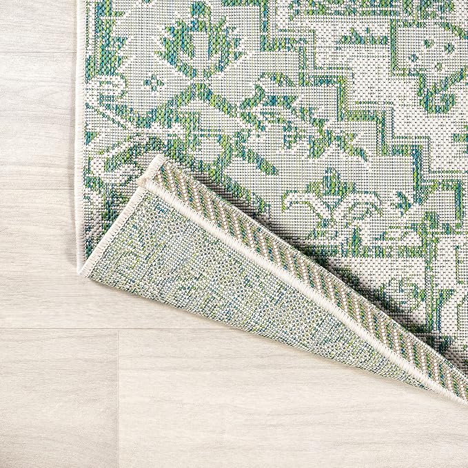 JONATHAN Y Boho Medallion Indoor Outdoor Square Area Rug 5X5 Green/Cream - Image 5