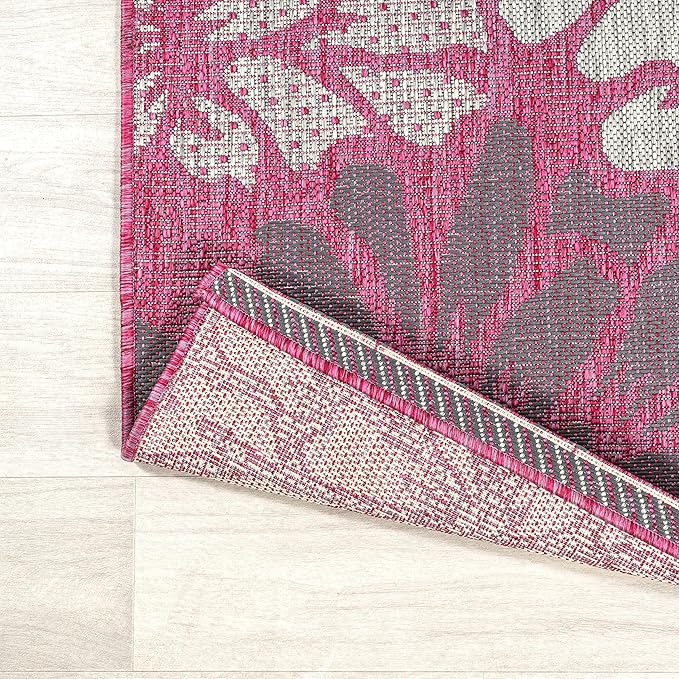 JONATHAN Y Floral Textured Weave Indoor Outdoor Square Area Rug 5X5 - Image 5