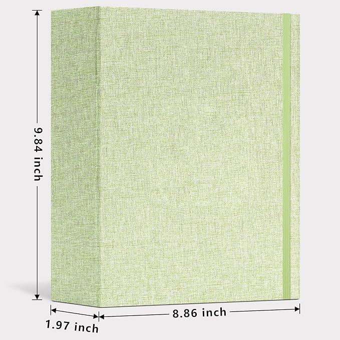 Vienrose Linen 3-Ring Photo Album Holds 190 Photos, 160 4x6 Photos and 30 6x8 Pictures, Picture Album with Multiple Size Pockets, Memory Book for Family Wedding Anniversary Baby, Green