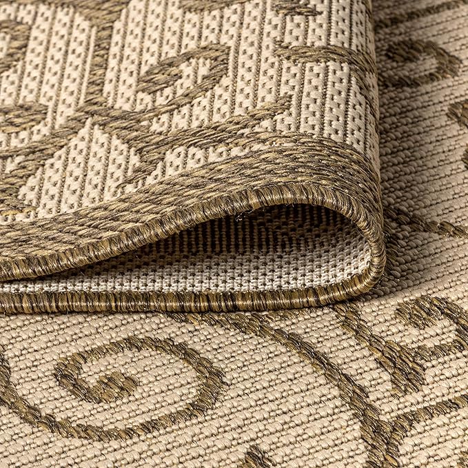 JONATHAN Y Vintage Filigree Indoor Outdoor Area Rug 4X6 Beige/Brown, Madrid - Image 5