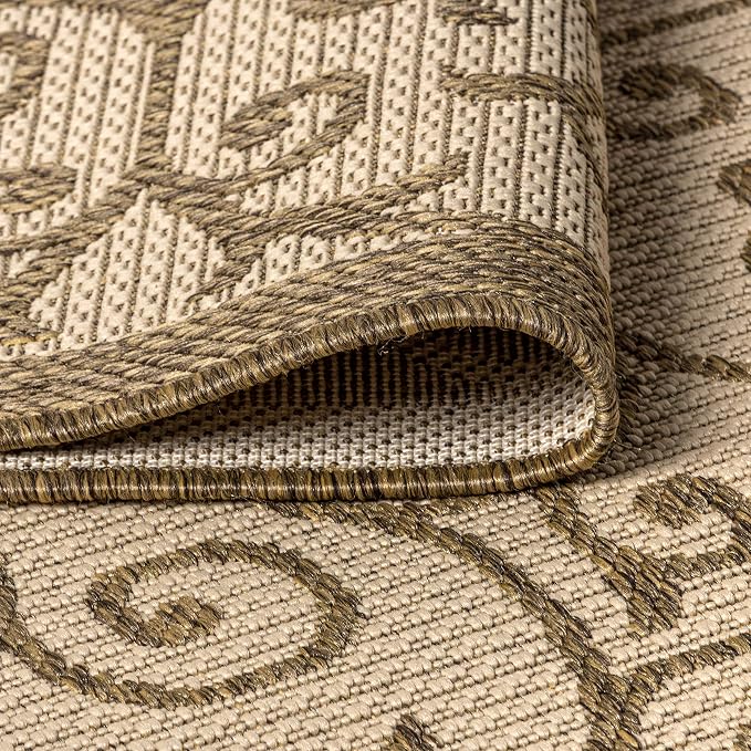 JONATHAN Y Vintage Filigree Indoor Outdoor Octagon Area Rug 5 Ft Beige/Brown - Image 4