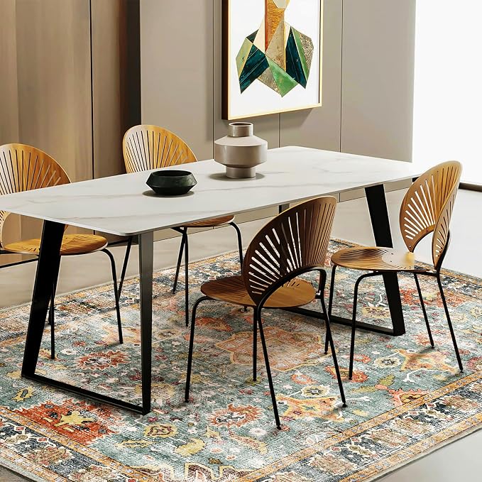 CHAMPLANT Area Rug 8'x10' Washable Rug Vintage Traditional Mat Distressed - Image 3