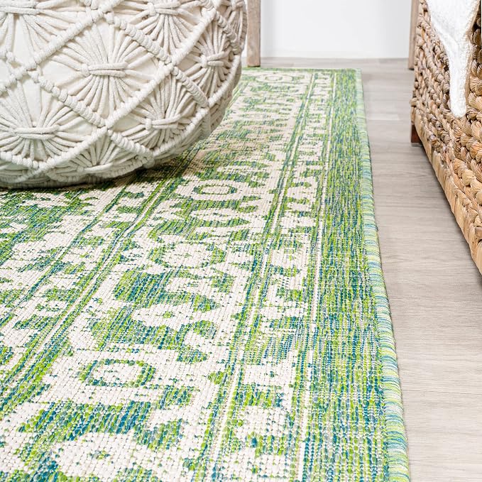 JONATHAN Y Boho Medallion Indoor Outdoor Area Rug 8X10 Cream/Green, Malta - Image 8
