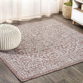 JONATHAN Y Boho Medallion Indoor Outdoor Square Area Rug 3X3 Red/Taupe by JONATHANY