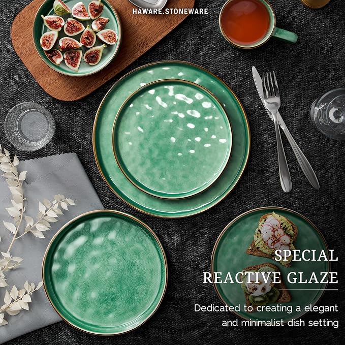 HaWare Dinnerware Sets, 6-Piece Plates and Bowls Set, Stoneware Dish Set - Image 3