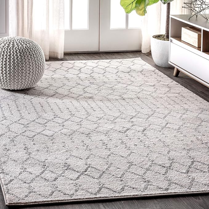 JONATHAN Y Boho Vintage Diamond Cream/Gray Indoor Area Rug 10X13 ft, Moroccan by JONATHANY