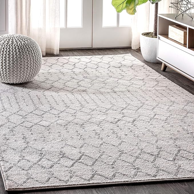 JONATHAN Y Boho Vintage Diamond Cream/Gray Indoor Area Rug 8X10 ft, Moroccan by JONATHANY
