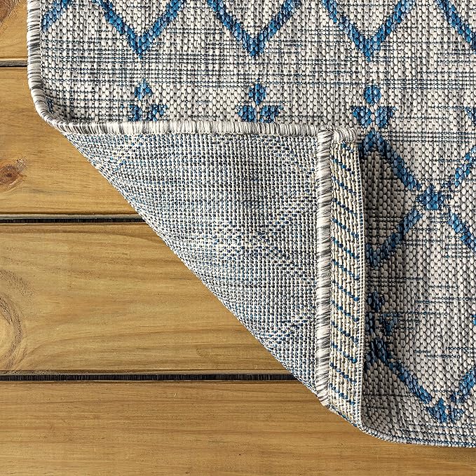 JONATHAN Y Moroccan Geometric Indoor Outdoor Runner Rug 2X10 Light Gray/Navy - Image 6