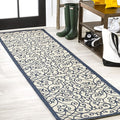 JONATHAN Y Vintage Filigree Indoor Outdoor Runner Rug 2X8 Navy/Beige, Madrid by JONATHANY