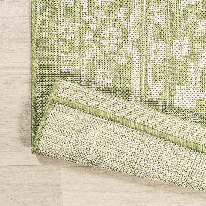 JONATHAN Y Boho Medallion Indoor Outdoor Square Area Rug 5X5 Green/Cream - Image 6