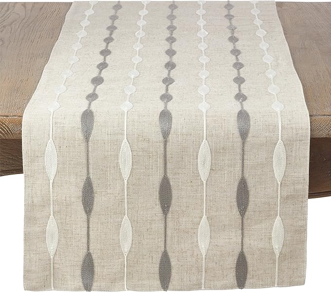 Saro Lifestyle Modern Embroidered Design Table Runner - Image 2