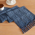 Macrame Style Boho Table Runner, 12x108 Inch Dusty Blue | Woven Boho Table by ZEEMARTONLINE