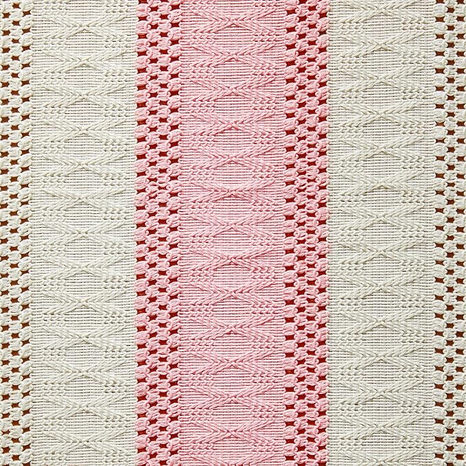 Macrame Style Bicolor Stitching Table Runner 14x108in Light Pink | Woven Boho - Image 6