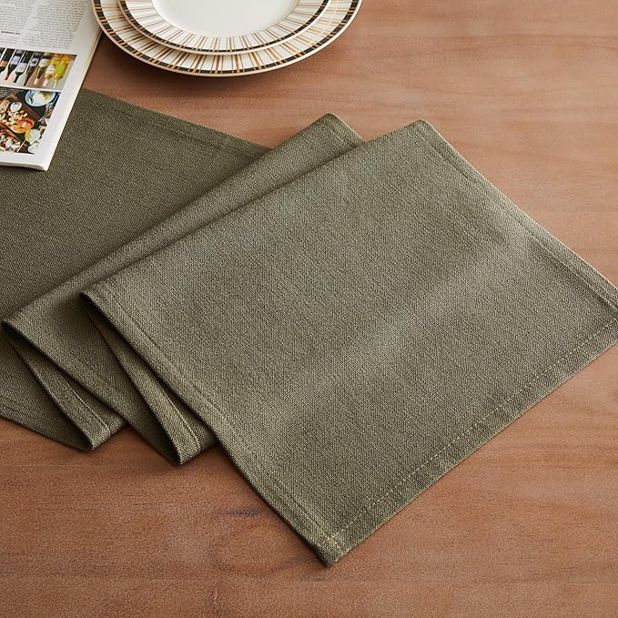 Rustic Cotton Linen Table Runner, 13x48 Inches Olive | Farmhouse Style Linen - Image 2