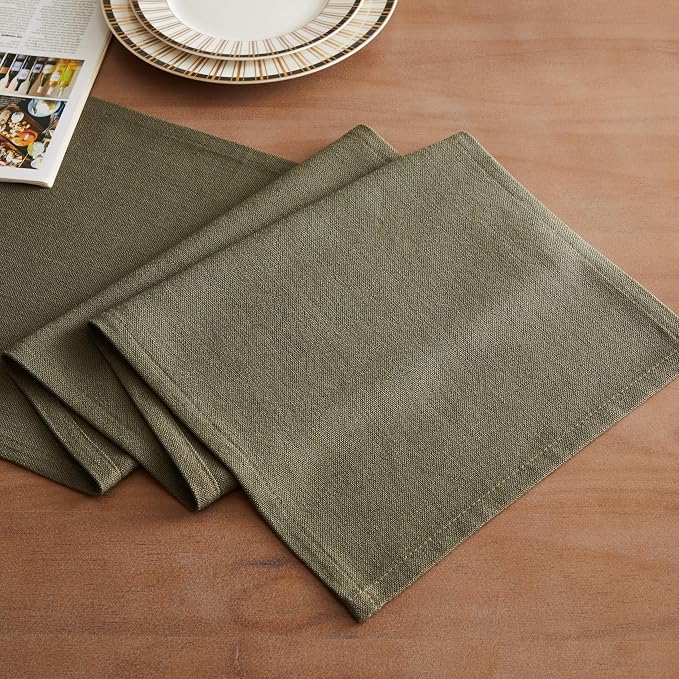 Rustic Cotton Linen Table Runner, 13x90 Inches Olive | Farmhouse Style Linen - Image 2