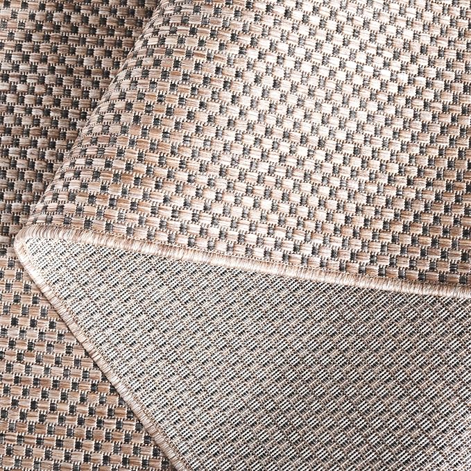 SAFAVIEH Courtyard Collection 4' Round Natural/Black CY8521 Indoor/ Outdoor - Image 6