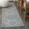JONATHAN Y Boho Medallion Indoor Outdoor Runner Rug 2X14 Navy/Gray, Estrella by JONATHANY