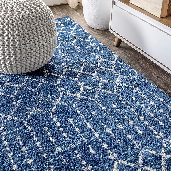 JONATHAN Y Boho Vintage Diamond Blue/White Indoor Area Rug 3X5 ft, Moroccan Hype - Image 8